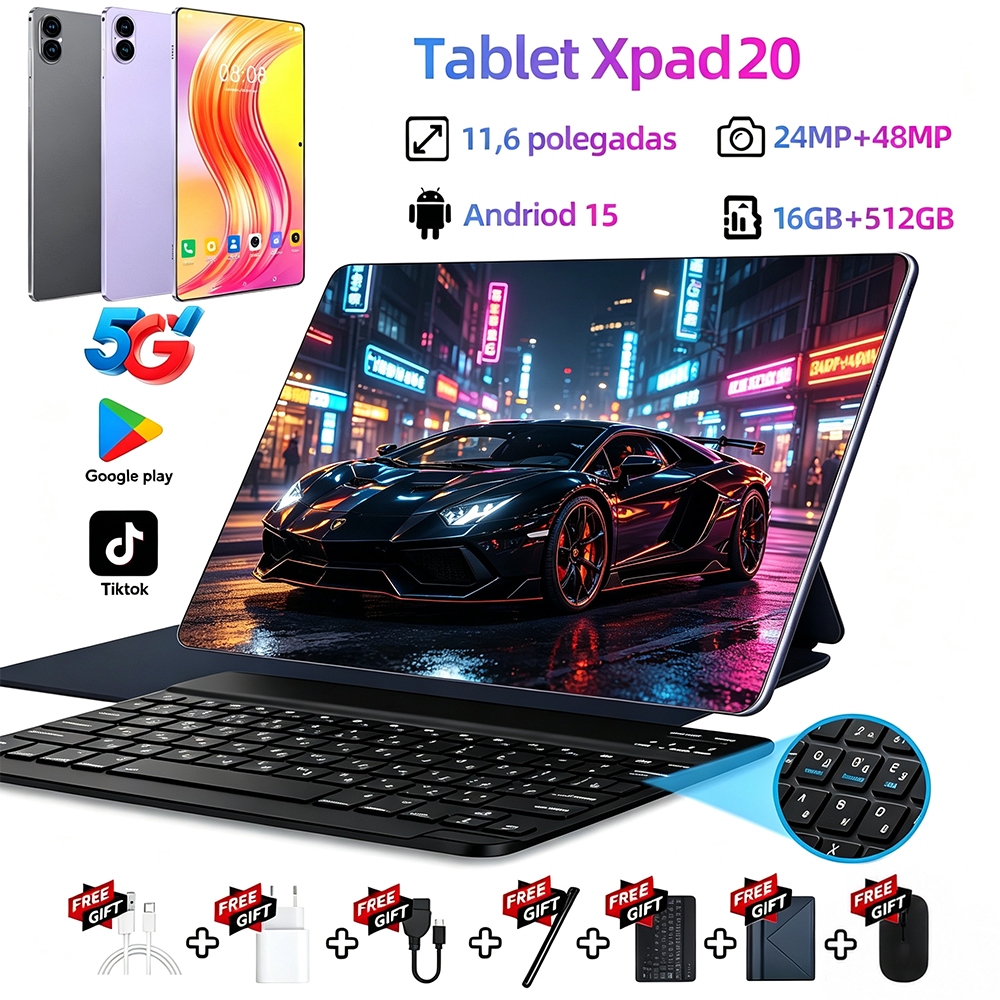 Tablet XPAD20 16GB+512GB 11,6 polegadas Tablet Android TelaGrande Wifi 5G Dual SIM Dual Standby