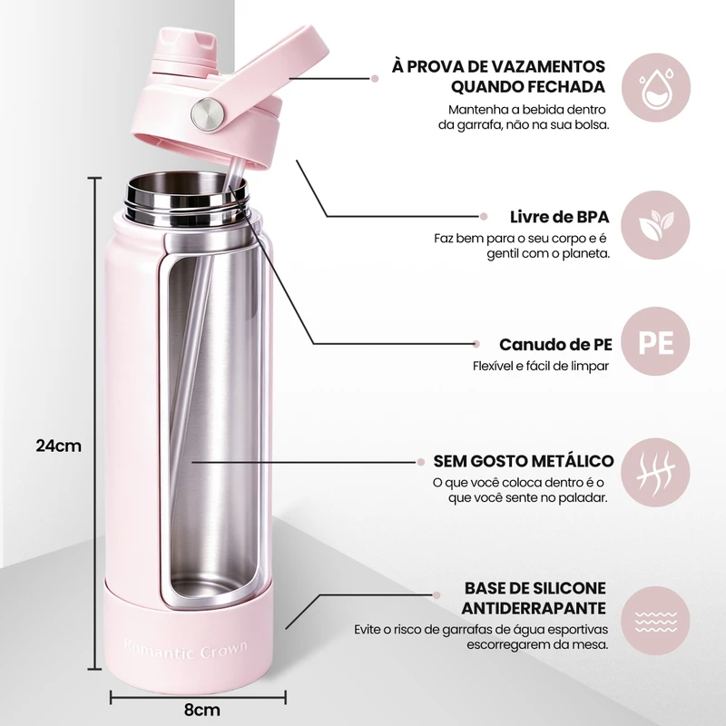 Garrafa Térmica Romantic Crown 800ml em Aço Inox 304 — foto 7