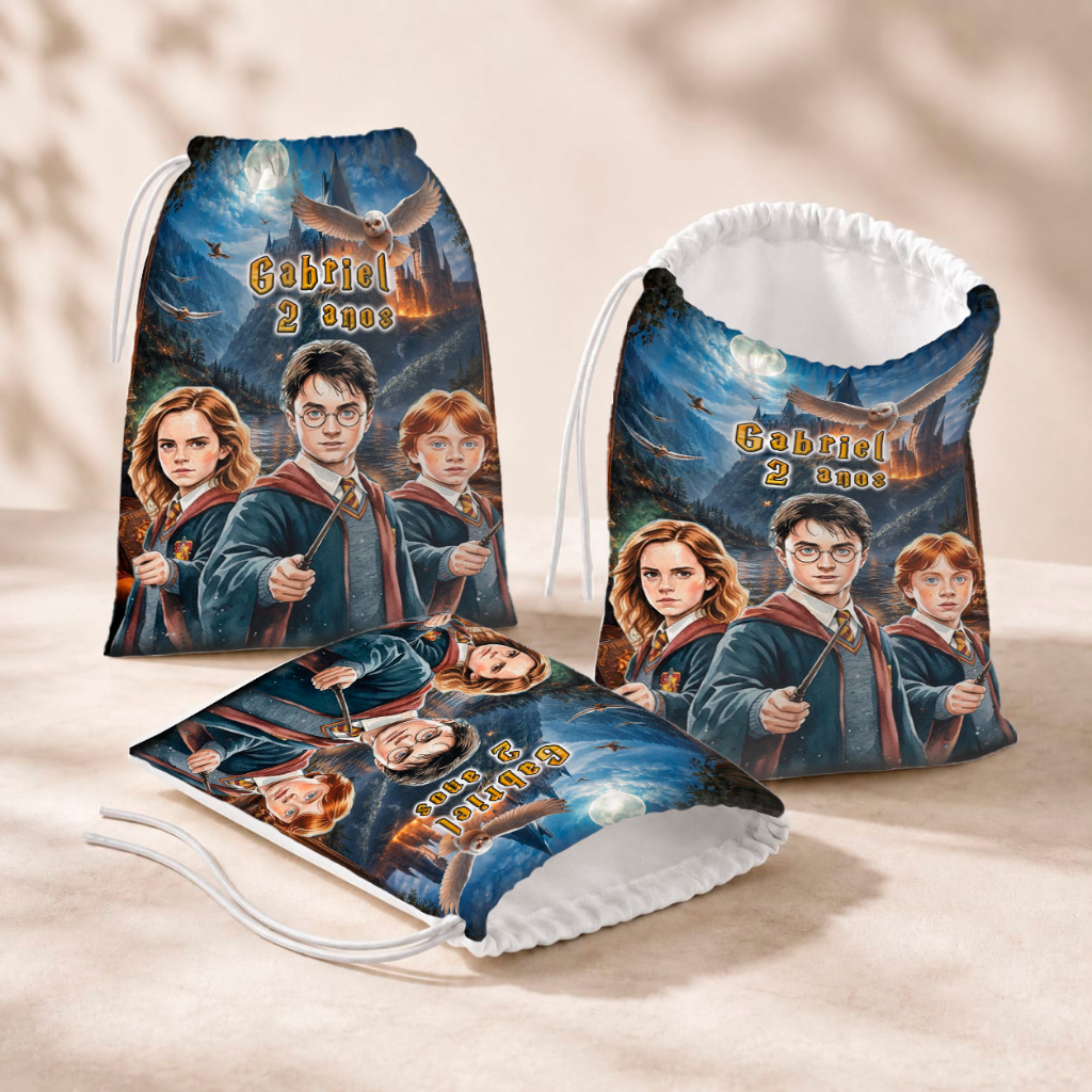20 Sacolinhas Personalizada Festa Infantil 18x26 Aniversário Lembrancinha Harry Potter M2