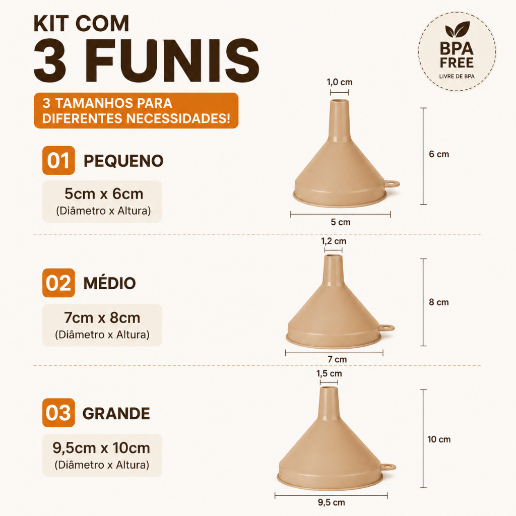 FUNIL PLASTICO - KIT 3 TAMANHO — imagem 2 de 2