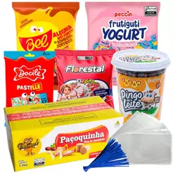 Kit Cosme e Damião / Dia das Crianças Lembrancinha para 50 pessoas - 6 Doces Sortidos - Embalados Individualmente
