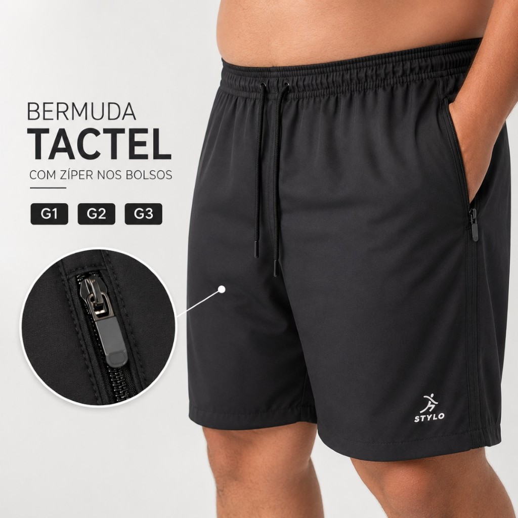 Bermuda Masculina Plus Size G1 G2 G3 Elastano Premium Com Zíper nos bolsos da frente