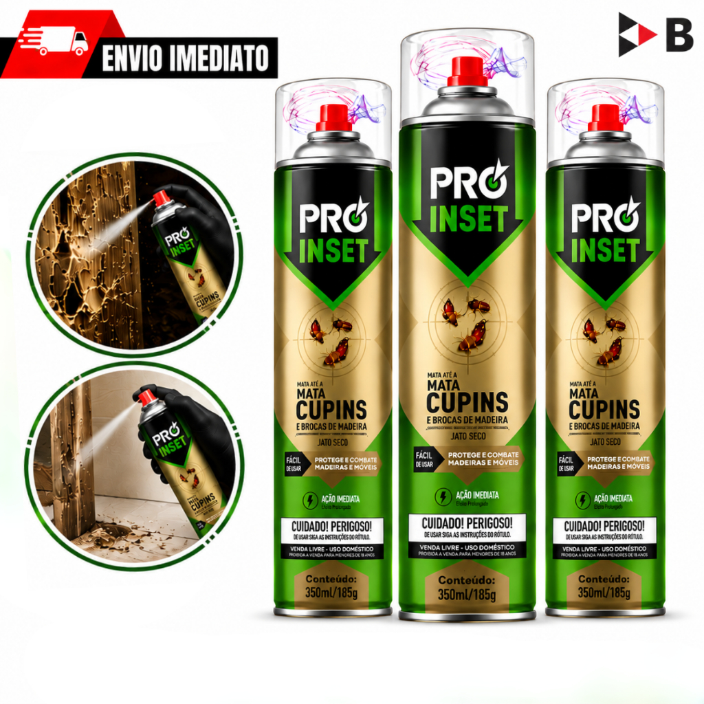 Kit 03 Remédio Elimina Cupim Pro Inset 350ML/185G Cupins e Brocas de Madeira 350ml