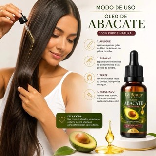 Óleo de Abacate 100% Puro L&Beauty 30ml Crescimento Capilar Hidratação Cabelos Pele e Unhas