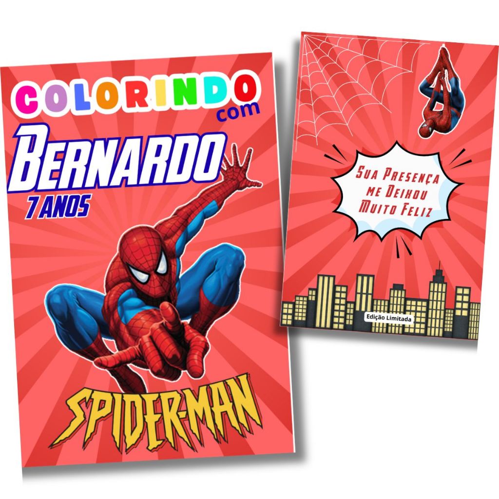 Livro de colorir personalizado do Homem Aranha, lembrancinha de aniversario