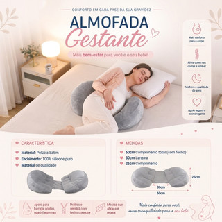 Almofada Gestante Ajustável Conforto na Hora de Dormir - Melhora o sono
