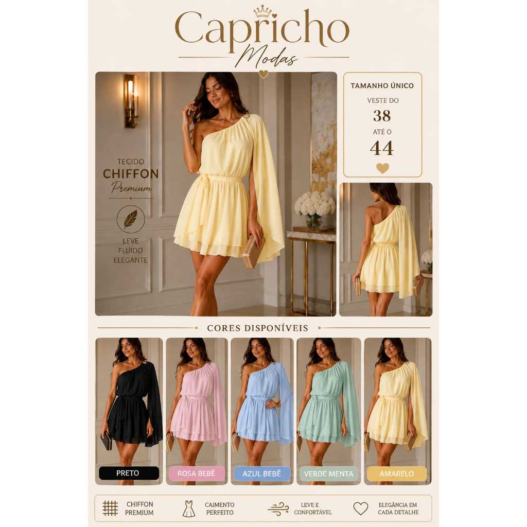 Macaquinho mula manca elegante feminino de capa no ombro elastico na cintura em chiffon premiun