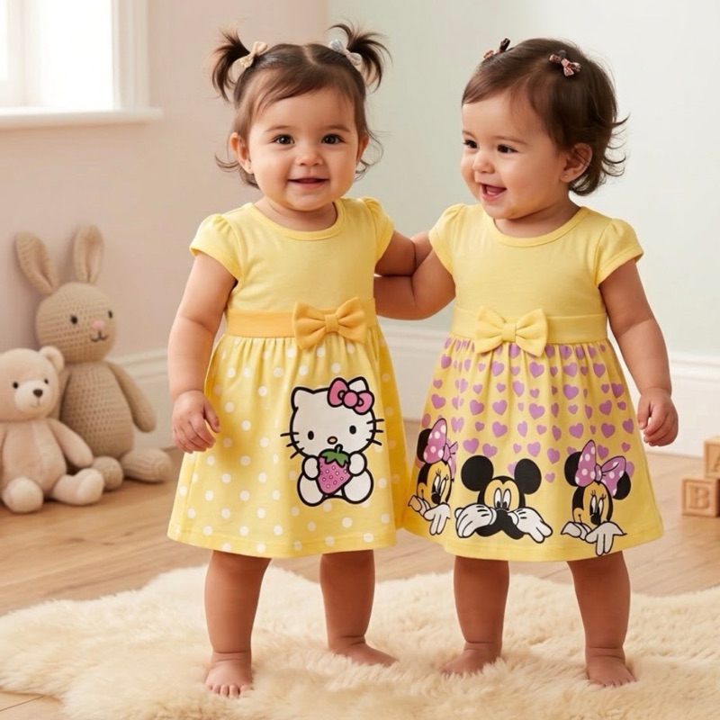 Kit 2 Vestidos Bebê Menina 3 a 6 Meses Algodão Confortável