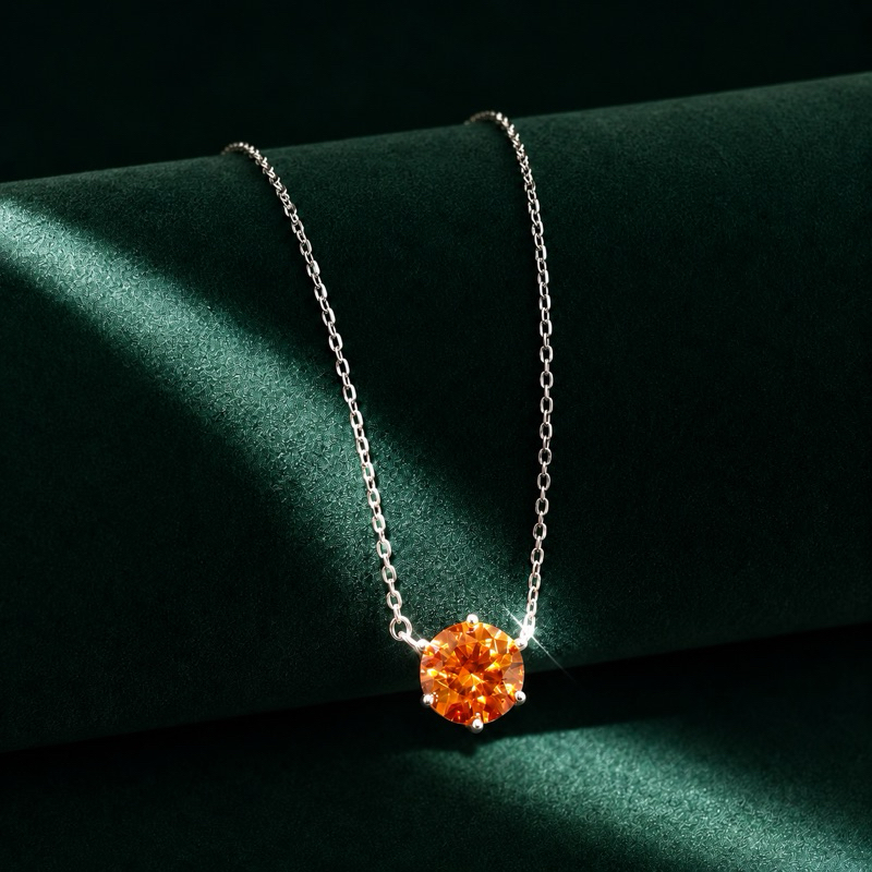 Colar Feminino Moissanite Aperol 8mm Prata 925 Elegante
