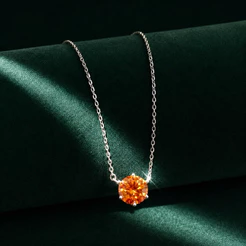 Colar Feminino Moissanite Aperol 8mm Prata 925 Elegante