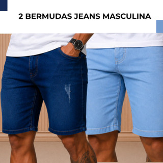 Kit 2 Bermudas Masculinas Jeans - Shorts Masculinos Casual | Bermuda Jeans Original Estilo Casual