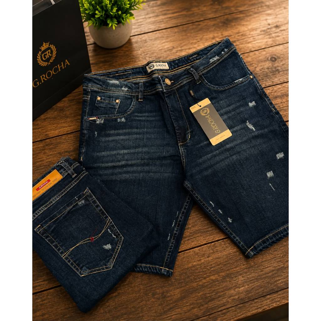 Bermuda Jeans Masculina Slim Com Elastano Premium Confortável Casual do38 ao 48