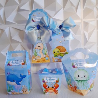 Kit caixa Fundo do Mar personalizada/ lembrancinha de festa aniversario