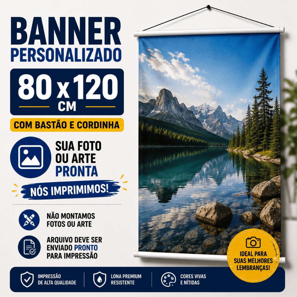 Banner Fotográfico 120x80cm - Envie sua Foto | Produção Rápida Envie a foto no Chat imediatamente após compra