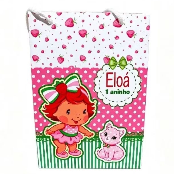 Kit 10 a 30 Sacolinhas Moranguinho Baby Personalizada Com Nome e Idade – Lembrancinha para Festa