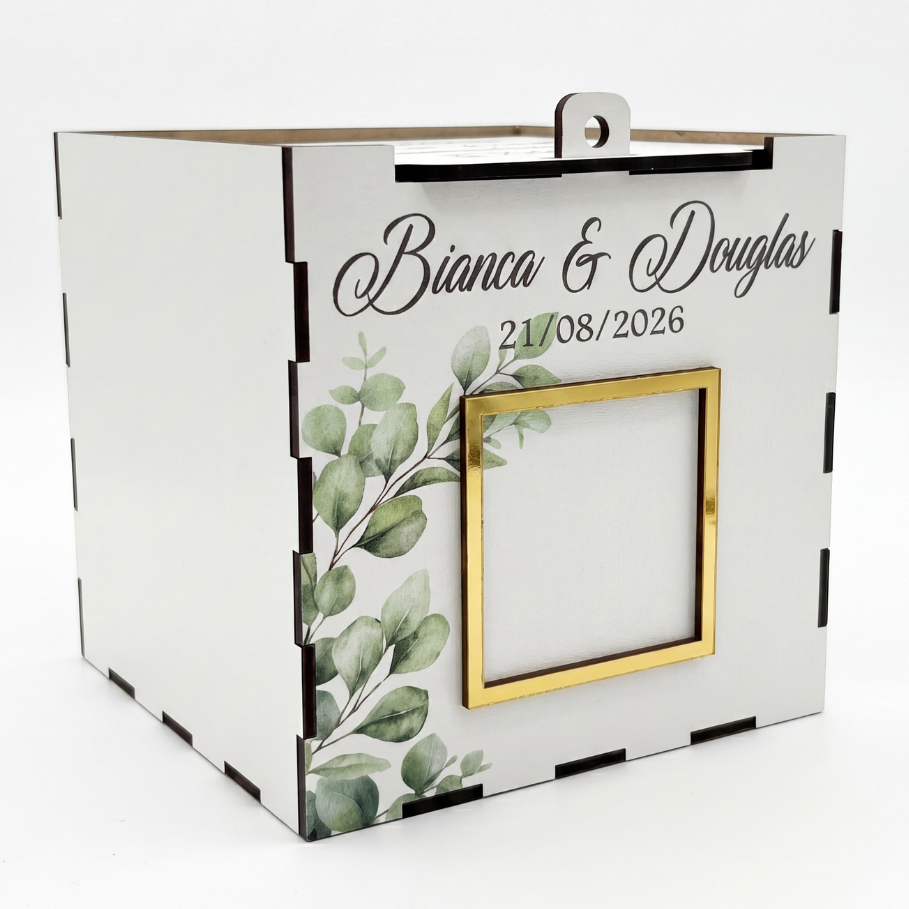 Caixa Pix Casamento Personalizada Corte da Gravata Operação Lua de Mel QR Code MDF Cofre Noivos 13cm
