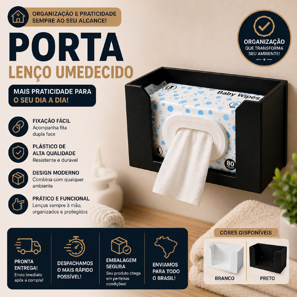 Porta Lenço Umedecido Parede Dispenser Lenços Umedecidos Suporte Organizador Banheiro Quarto Bebê