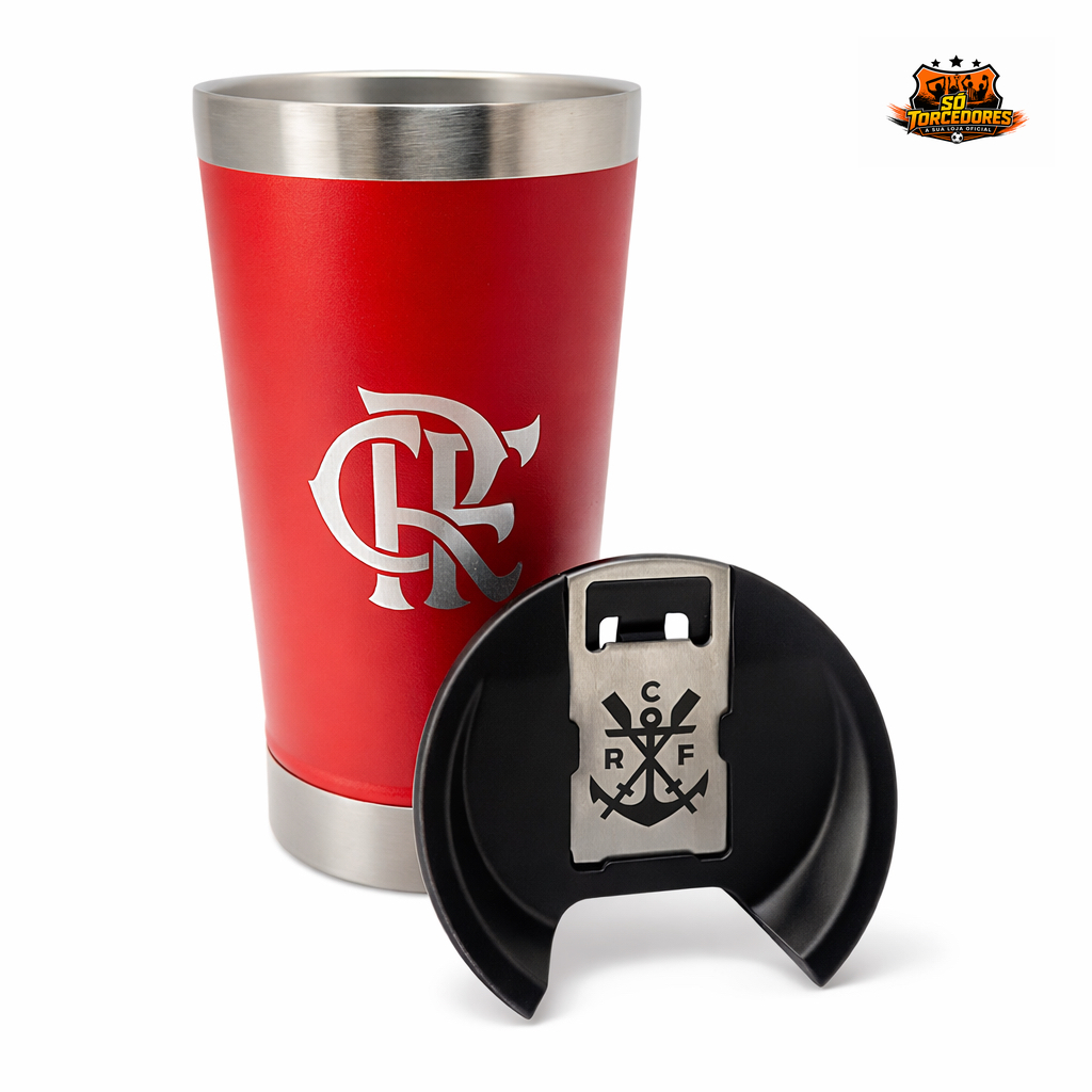 COPO TÉRMICO OFICIAL FLAMENGO COM ABRIDOR BRASÃO REMO · foto 2