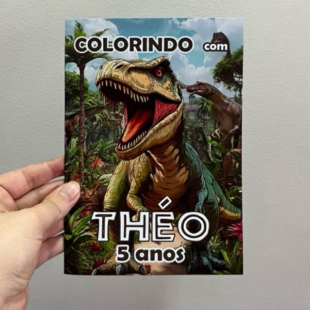 Revistinha de colorir DINOSSAUROS - Livrinho de colorir personalizado JURASSIC PARK - lembrancinha de aniversario.