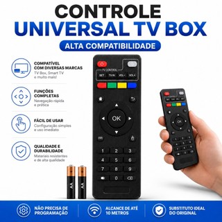 Controle Universal para TV Box Android Smart Box + 4 Pilhas Controle Remoto Compatível Pronta Entrega