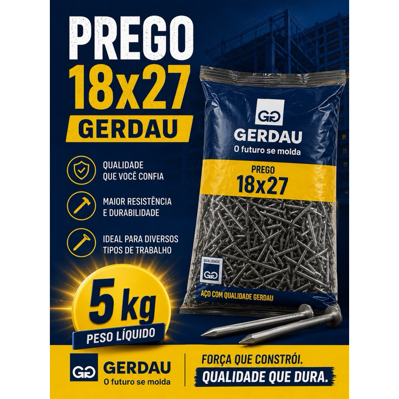 Prego Gerdau 18x27 Pacote de 5kg