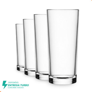 Jogo De Copos de Vidro 225ml – 4 ou 8 Peças - Kit Ideal para Servir Drinks, Sucos e Bebidas