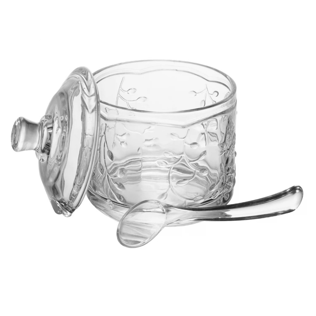 Açucareiro Petit com Colher New Butterfly Lyor em Cristal Ideal para Açúcar e Adoçante com Relevo de Borboletas Fino · foto 2