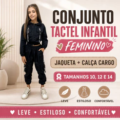 Conjunto Menina Calça Jogger e Blusa Juvenil Moda Fashion 2026 Tactel Calça Touca Roupa Menina 10 12 14 Infantil Ziper