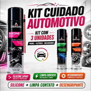 Kit Automotivo 3 Sprays | Silicone + Limpa Contato + Desengripante