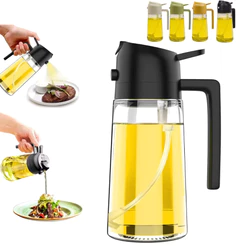 Borrifador de Óleo Spray 470ml Pulverizador de Azeite Vinagre 2 em 1 Vidro para Cozinha Air Fryer