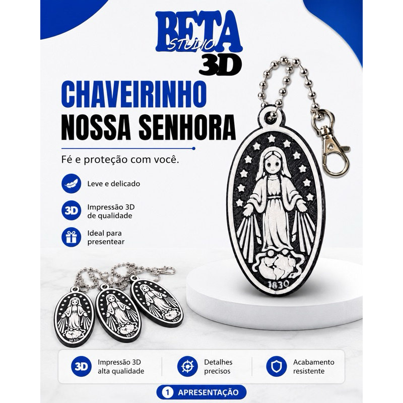 Chaveiro Nossa Senhora Medalha Milagrosa Católico Religioso Lembrancinha Presente