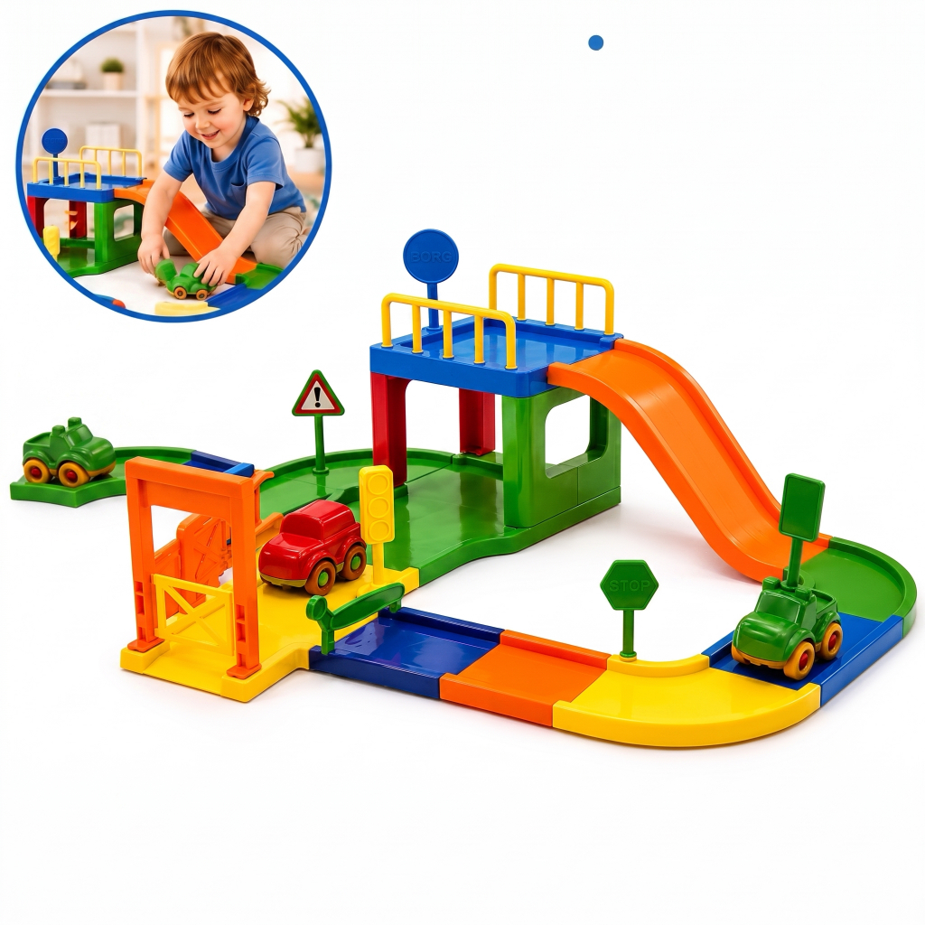 Pista De Carrinhos Infantil Com 2 Carrinhos Brinquedo De Corrida Menino Presente Infantil