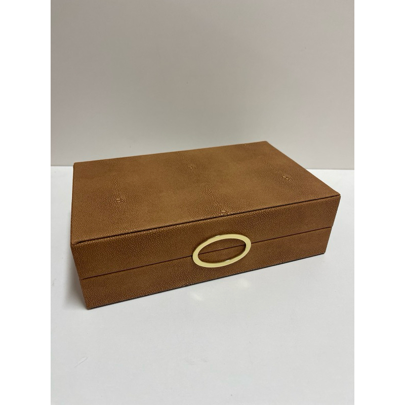 Caixa Decorativa Couro Textura Bubles Caramelo