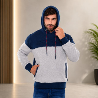 Jaqueta Moletom Masculino Ziper Capuz Confortável Frio Quentinho Estiloso Casual.