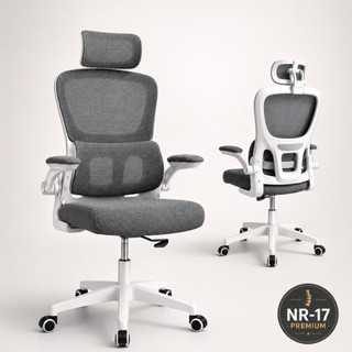 Cadeira de escritório ergonômica NR-17 testada, reclinável até 145° com apoio para os…