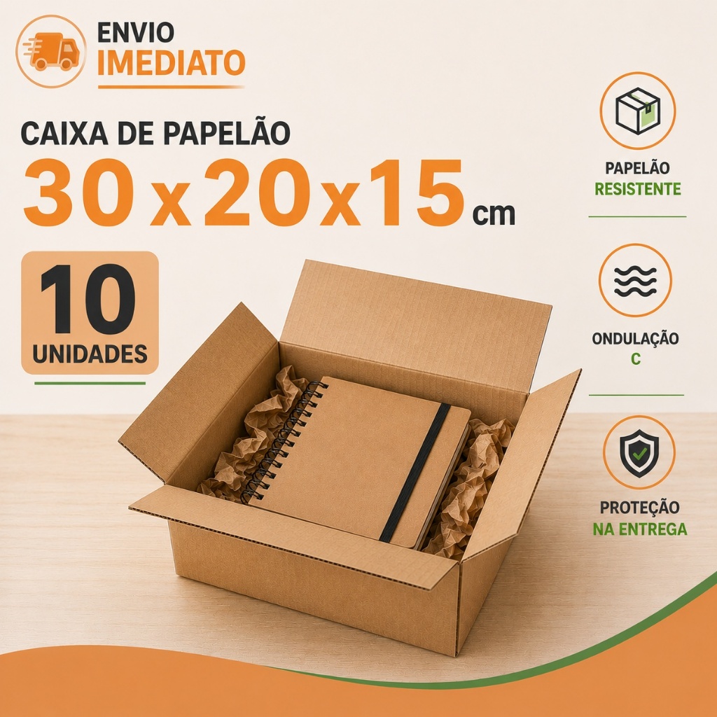 10 Caixas de Papelão E-commerce 30x20x15cm