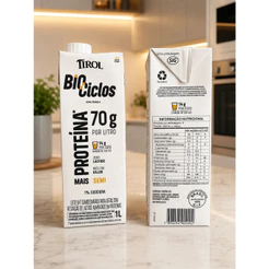 Kit 2 Caixa Leite Bio Ciclos Tirol Mais Proteína 70g Por Litro Zero Lactose Semidesnatado 2L Total