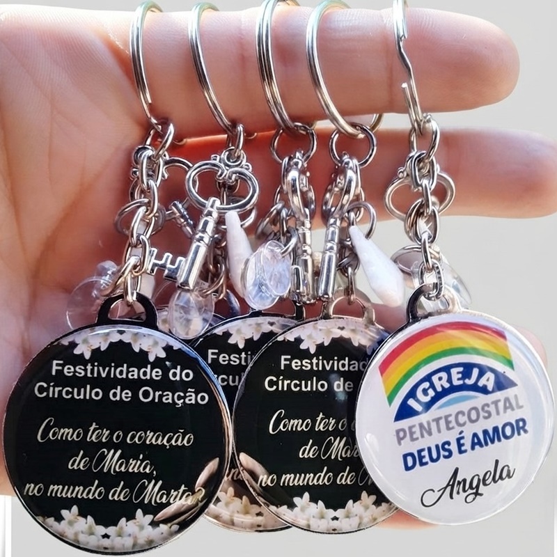 10 Chaveiros Personalizados Frente e Verso/ lembrancinha para igreja, aniversário, casamento, 15 anos, batizado, brinde