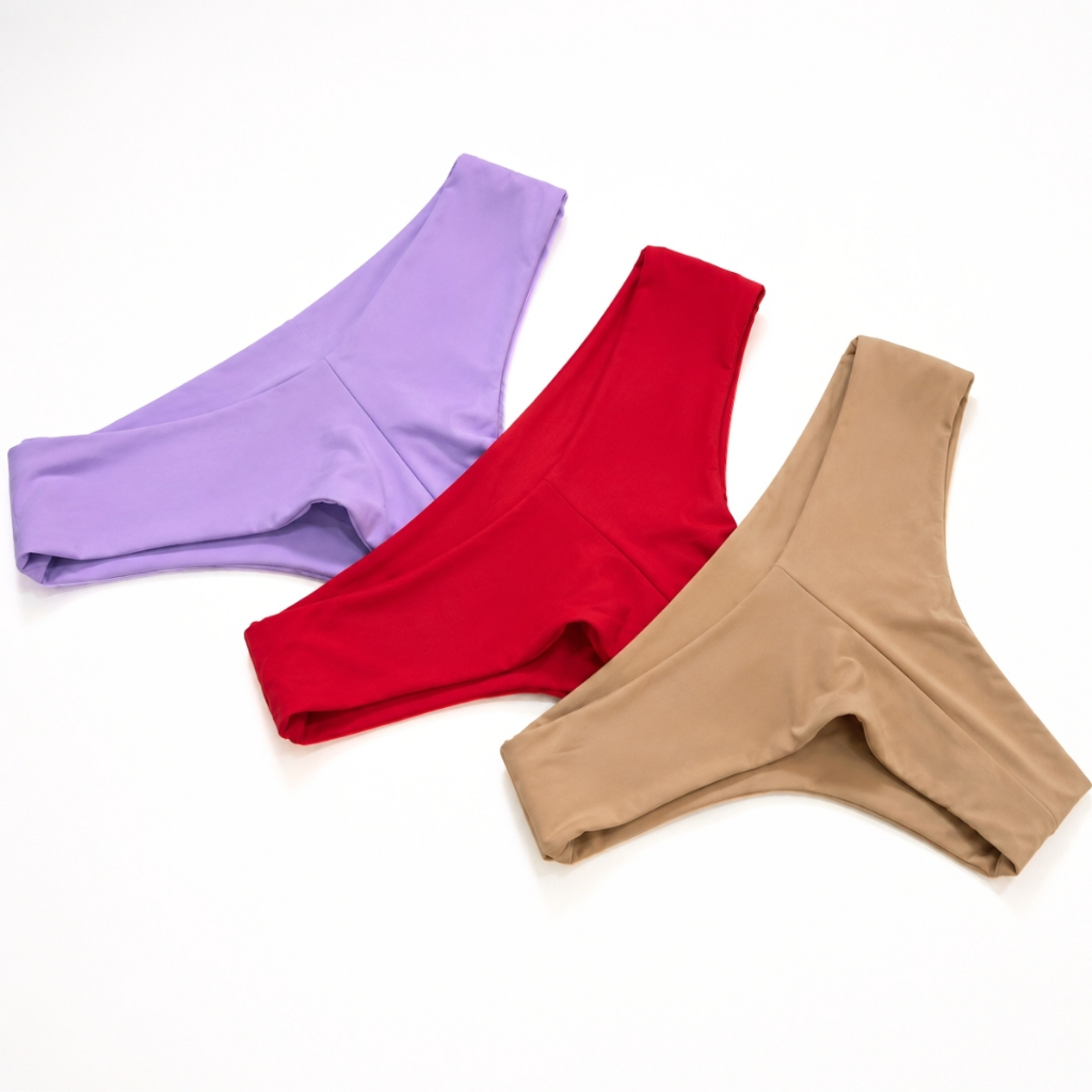 Kit 3 Calcinhas Tanga Cavada Sem Elástico Poliamida Tecido Duplo | Empório Da Roupa