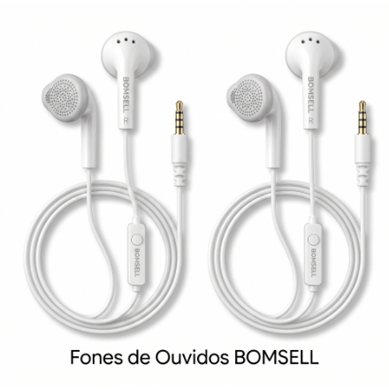 Kit com 2 Fones de Ouvido Com Fio e Microfone - BOMSELL