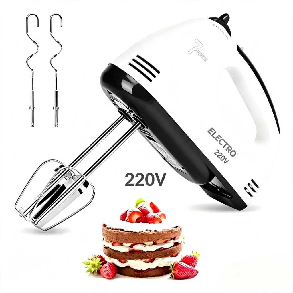 Batedeira de Mão Electro  260W 7 Velocidades 220V Portátil para Bolos Chantilly Ovos e Massas