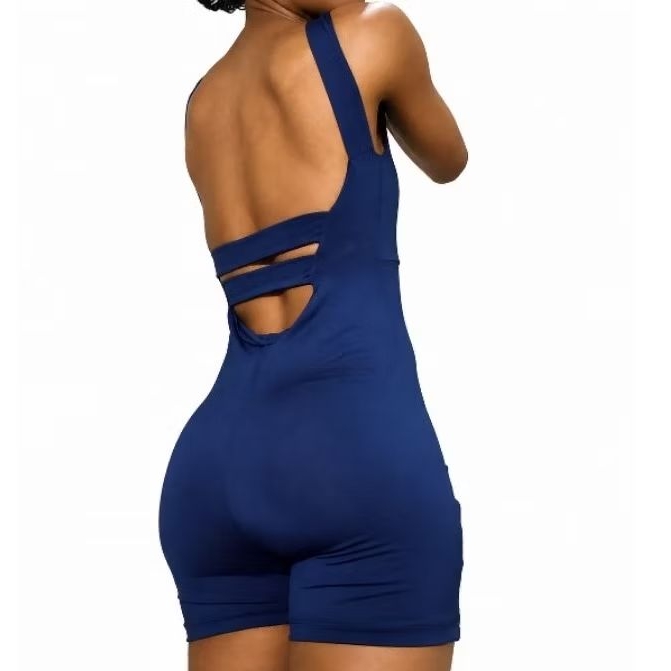 Macaquinho Fitness Feminino Academia Costas Vazadas Short Suplex Modelador Treino Casual Fitness Academia Yoga Corrida
