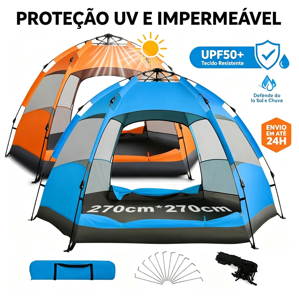 Camping Tent For 5-8 People 270*270*150cm Waterproof 2000mm Places Large Ventilation Barraca De Acampamento AutomáTico G