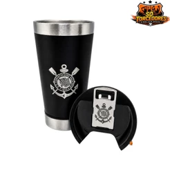 COPO TÉRMICO OFICIAL CORINTHIANS 500ML COM TAMPA E ABRIDOR INOX