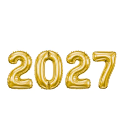 Kit Balão Metalizado 2027 Ano Novo Decoração Festa Reveillon 40cm / 70cm Dourado Prata Rose