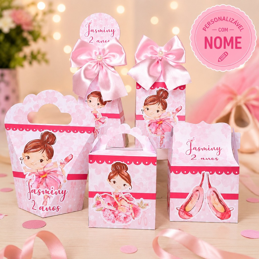 Kit Festa Bailarina Caixinhas Personalizados Lembrancinhas Festa Infantil Aniversário Mimo