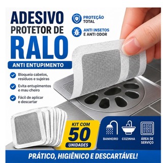 Kit Adesivo Protetor de Ralo Descartável Tela Filtro Anti Entupimento Anti Insetos para Banheiro Cozinha Fácil de Usar C