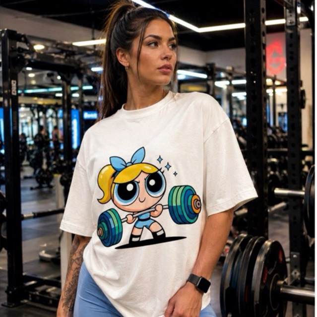 Camiseta Oversized MENINAS SUPER PODEROSAS 100% Algodão Camiseta Feminina de Academia Treino