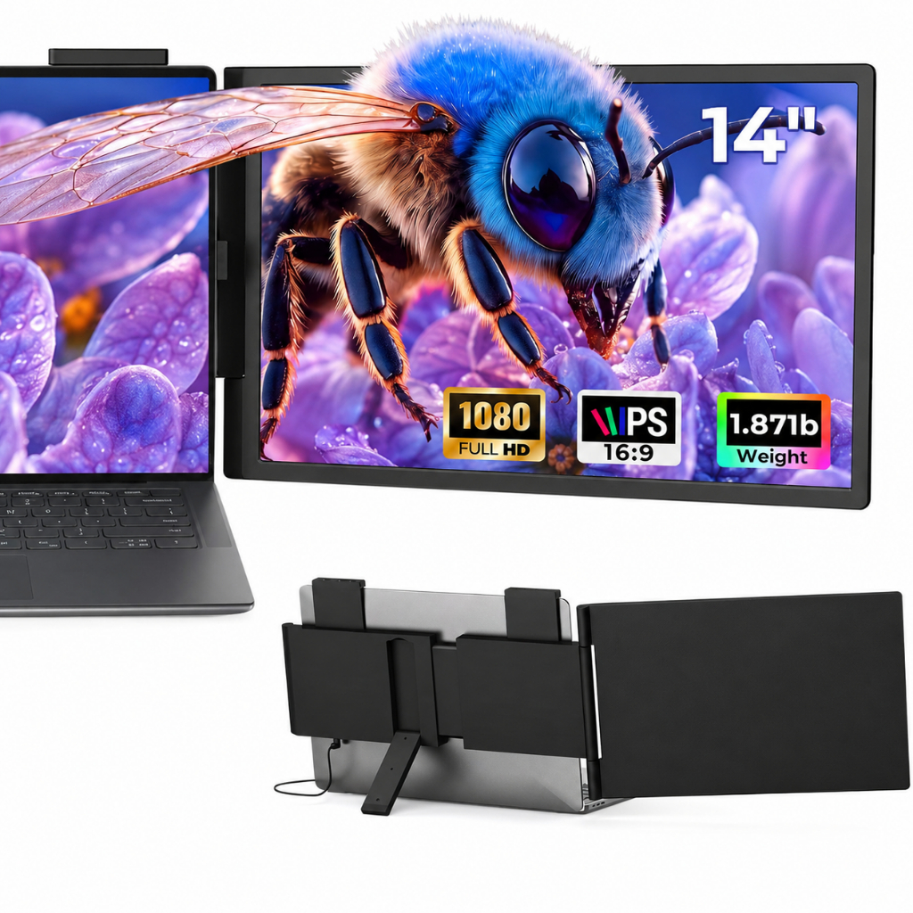 Extensor de Tela para Notebook 14" FHD 1080P IPS Monitor Portátil USB‑C HDMI Plug and Play Compatível com Windows Mac