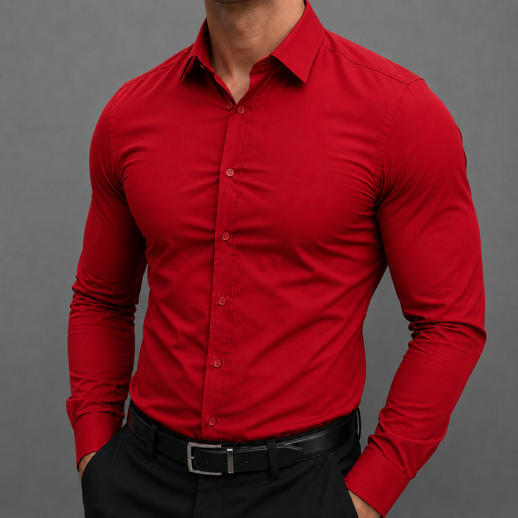 Camisa Social Masculina Slim Fit Vista Militar Manga Longa Não Amassa